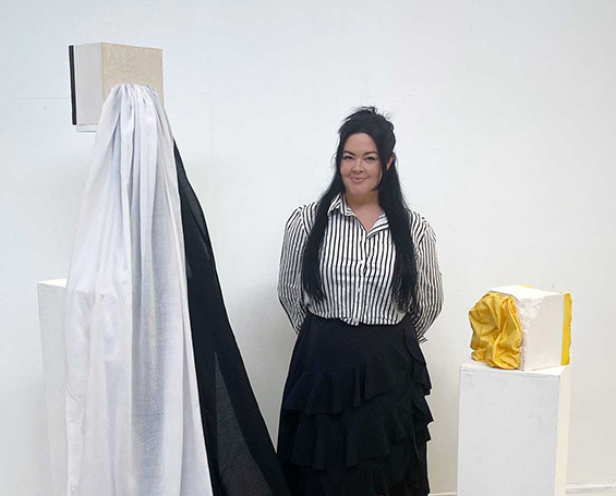 Emily Robinson at art exhibition