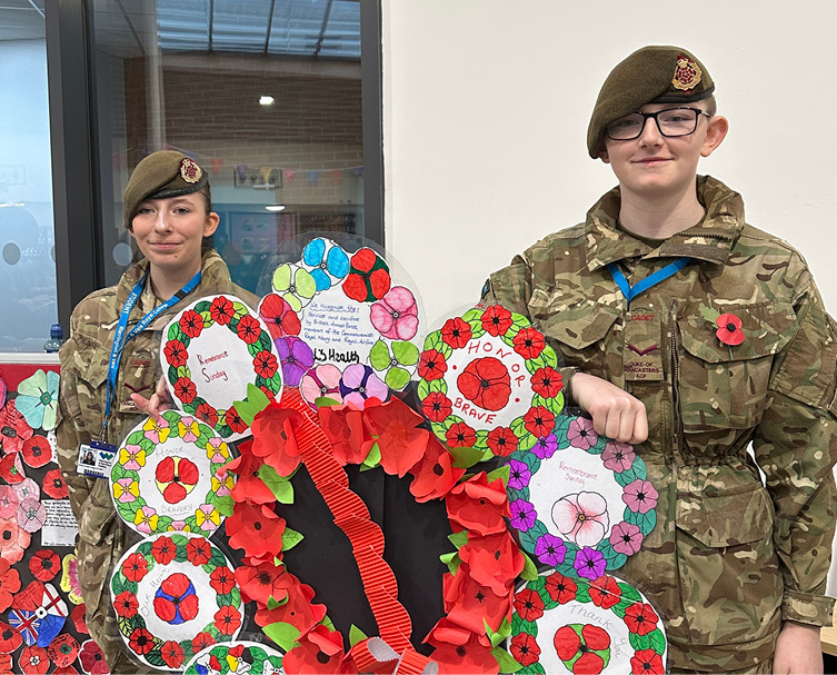 Carrie and Samantha with the poppy wreath
