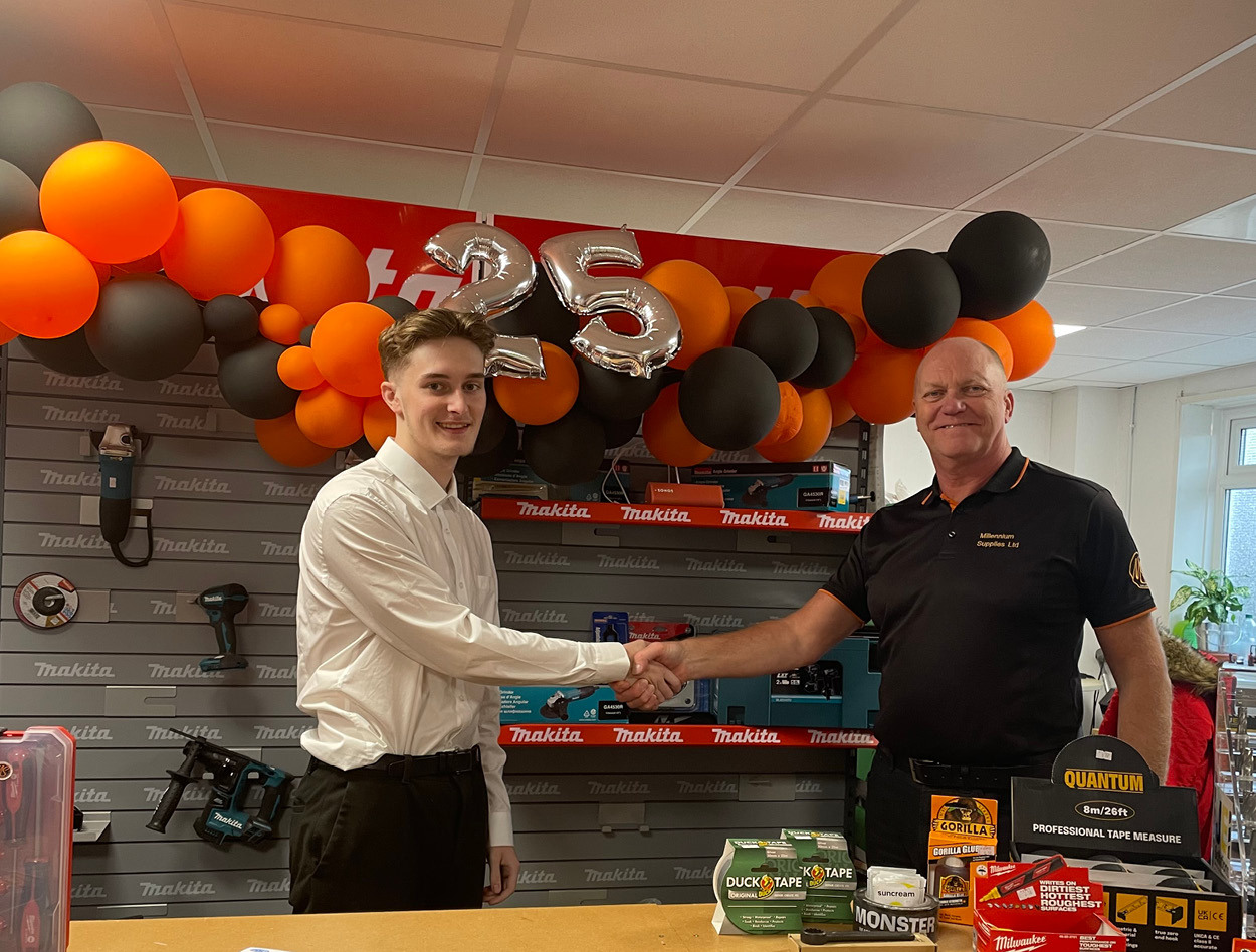 Digital Marketing Apprentice Jonny Cross with employer Tony Jones