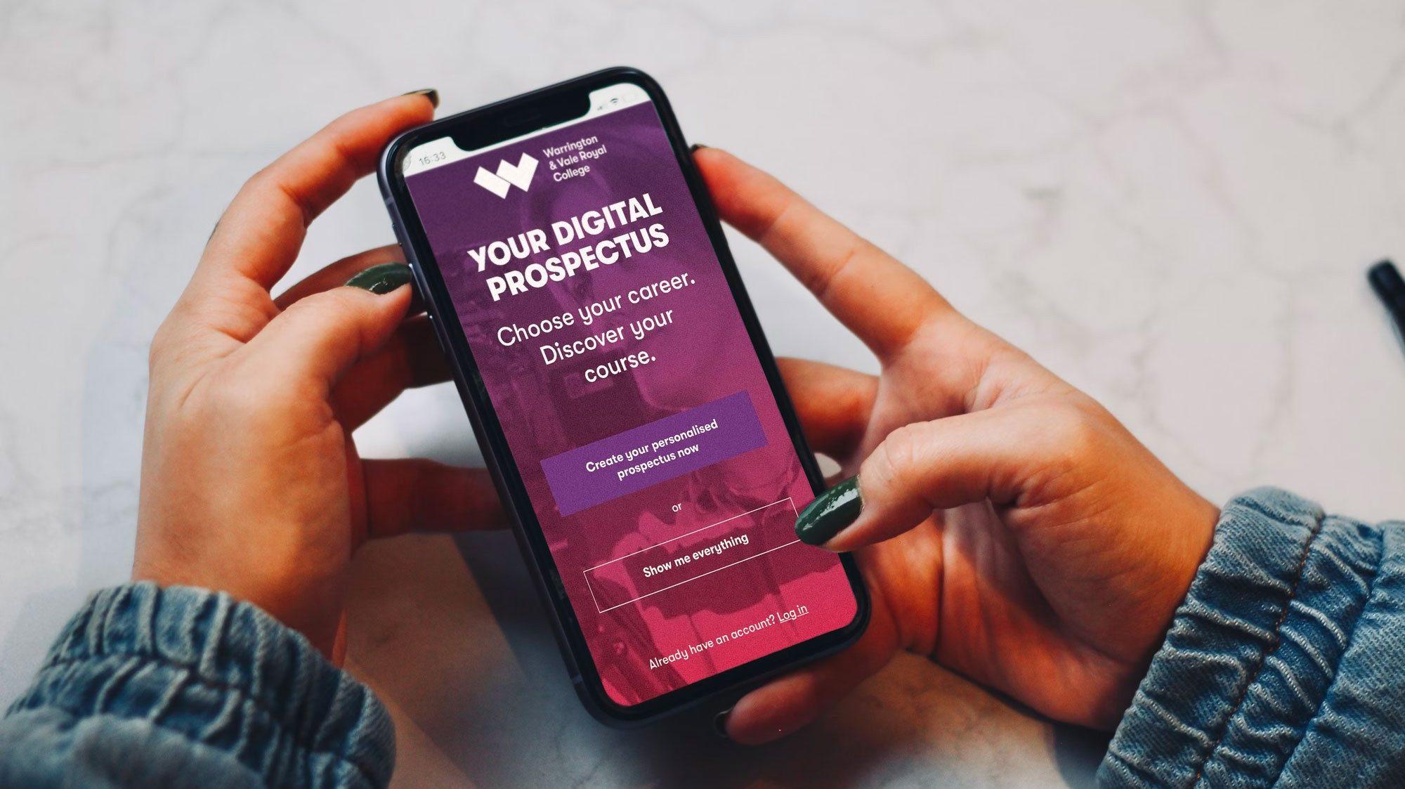 Digital Prospectus shown on an Iphone (web slider)