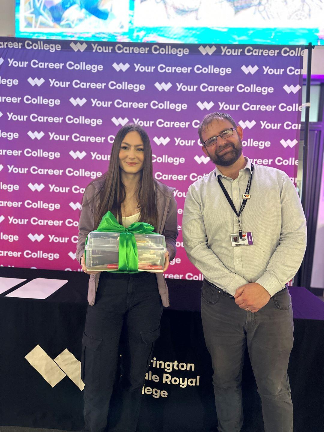 Director of Quality Curriculum Ben Brady and Creative Artist of the Year winner Lauren Weedall