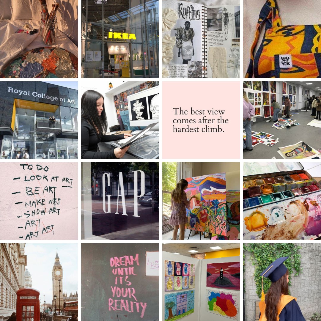 Former Art & Design student Chloe Watts' career vision board
