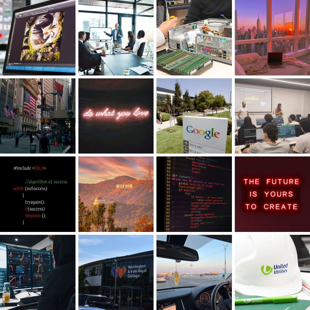 Former Computing IT student Thomas Dixon career vision board