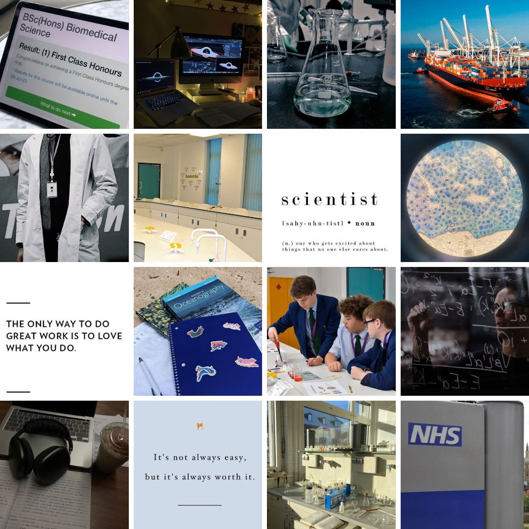 Former Science student Che Thomas' career vision board