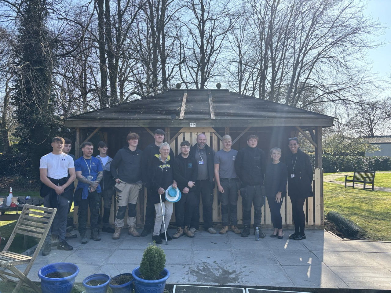 Group shot of carpentry & joinery students at St Oswald's House