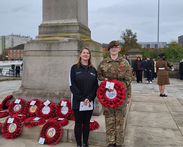 Karen with samantha at the war memorial