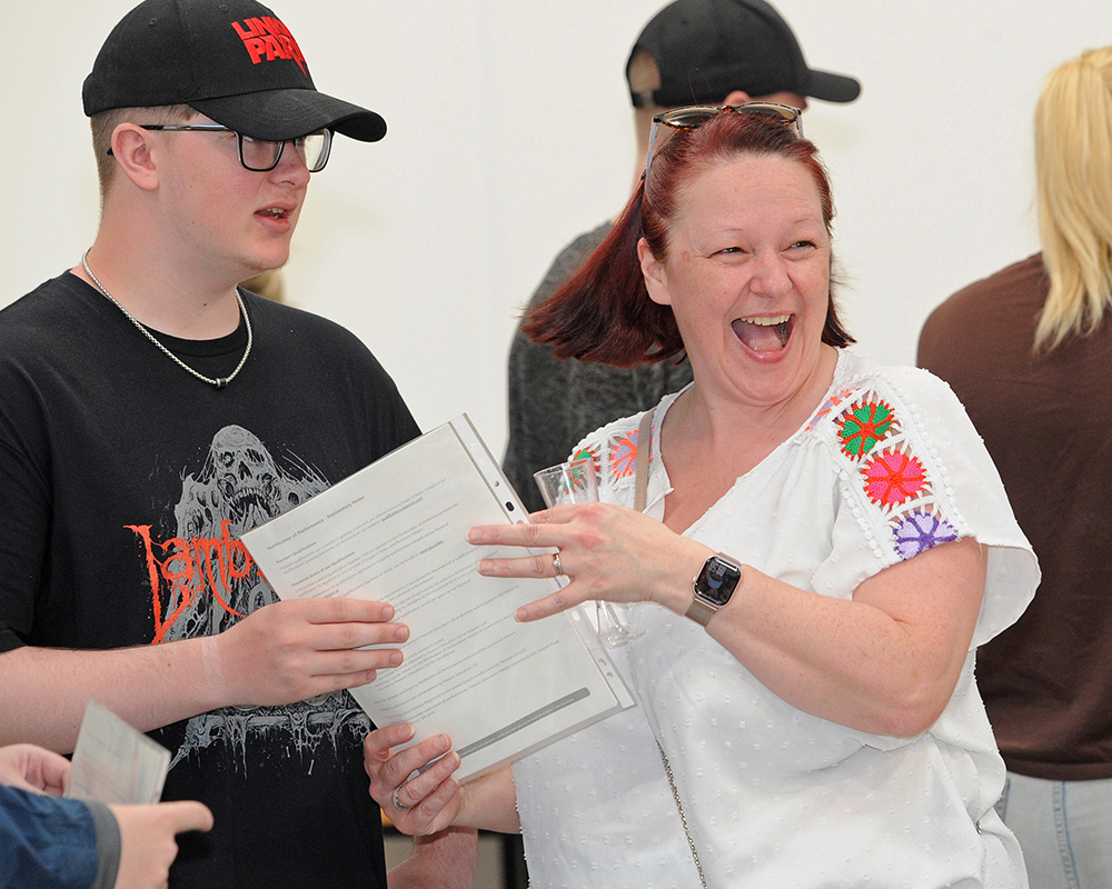 Mum is thrilled with her sons results