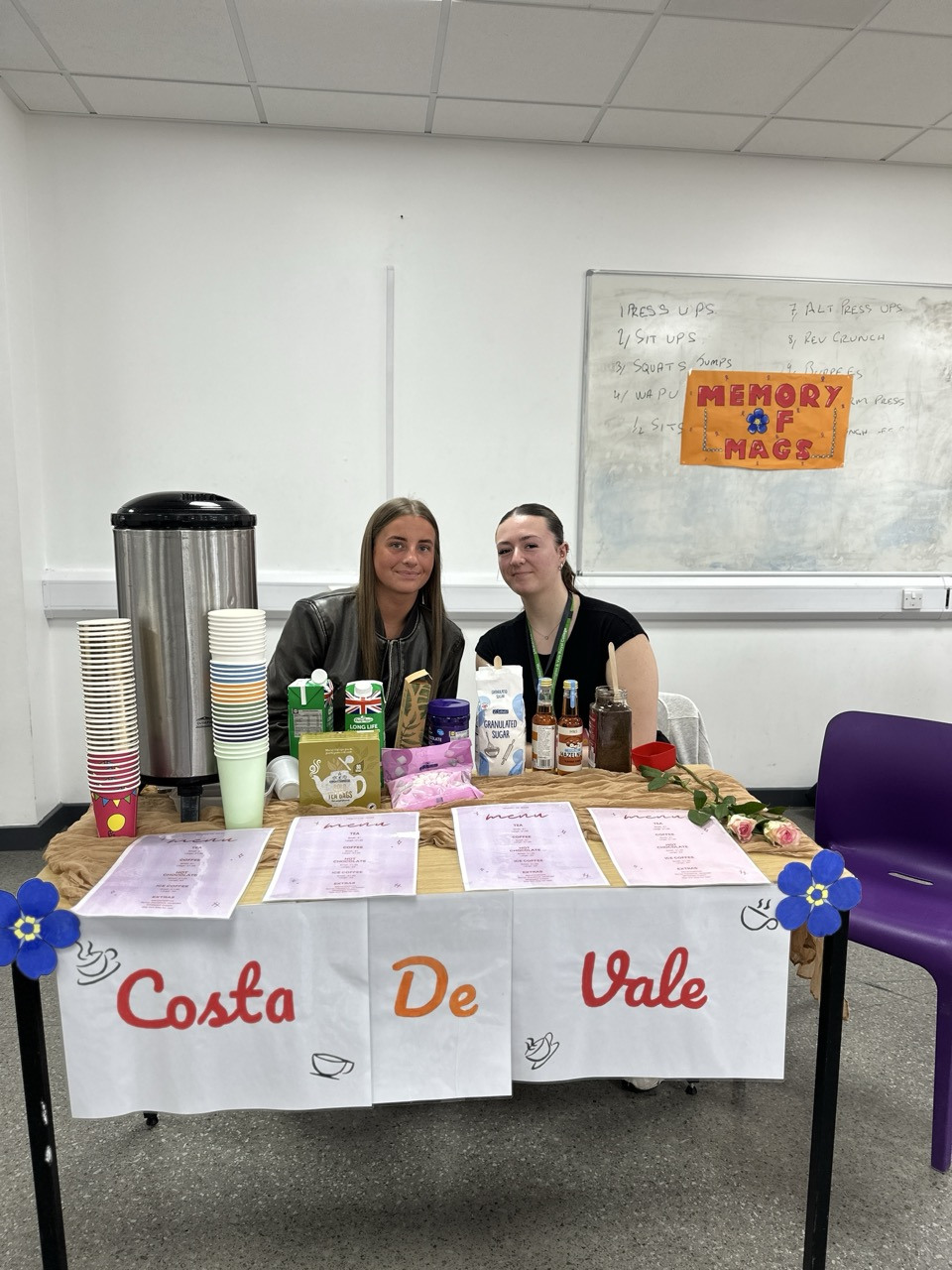 Students on the café stall