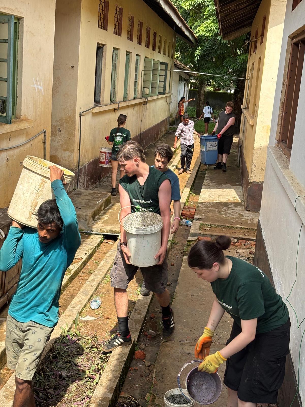Warrington Vale Royal College Construction students at their work placement in Sri Lanka