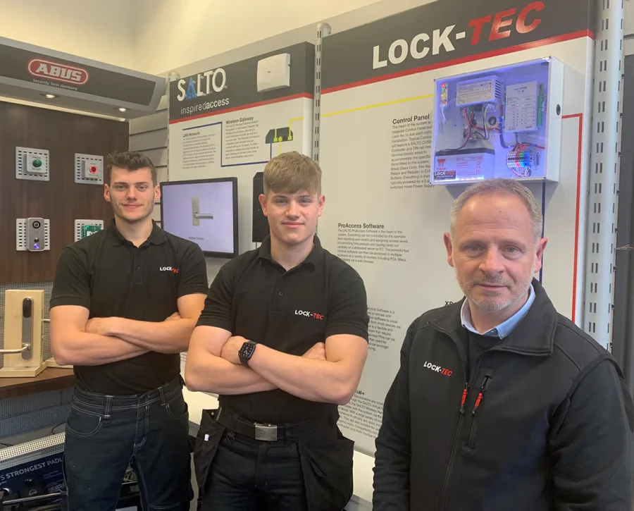 Joe Sam and Glen from lock tec standing in workshop