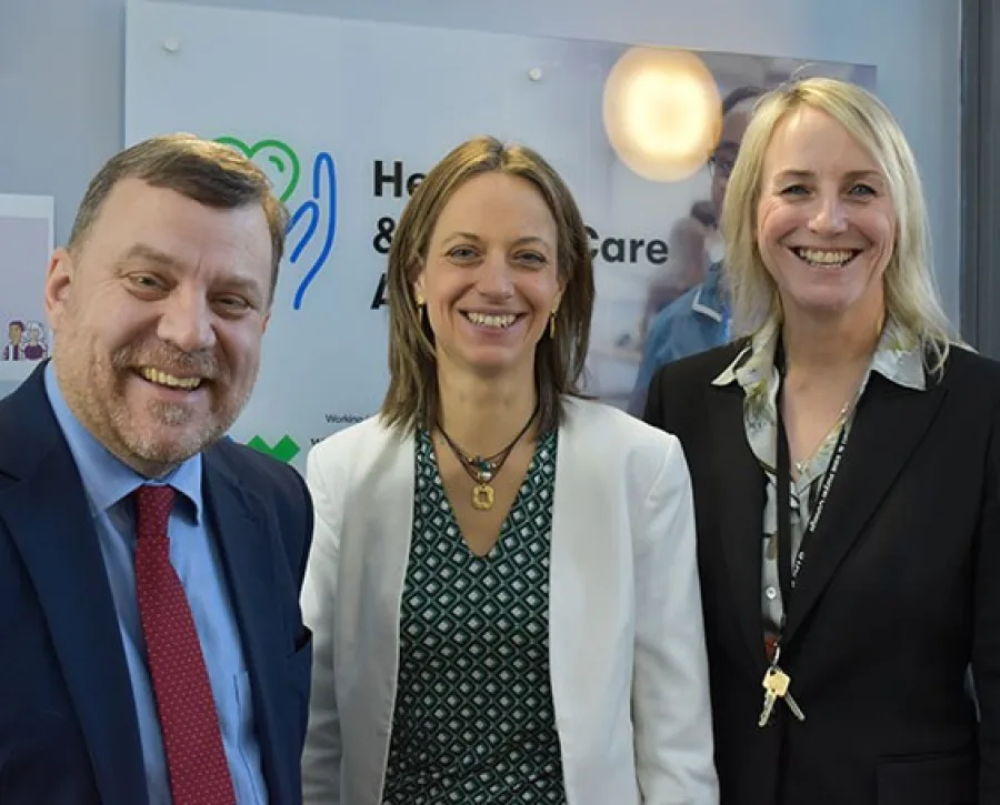 Andy Carter MP Helen Whately MP and Principal Nichola Newton