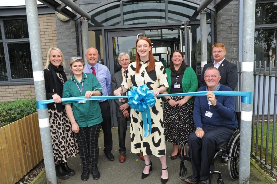 Charlotte Nichols MP and special guests outside the Health Social Care Academy