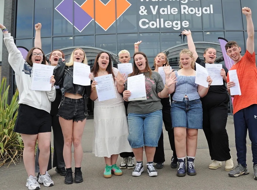 Students celebrate their results at Warrington Vale Royal College