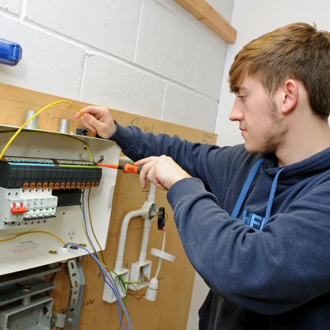 Student in electrical workshop