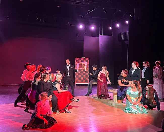 Performing Arts students rehearsing on stage