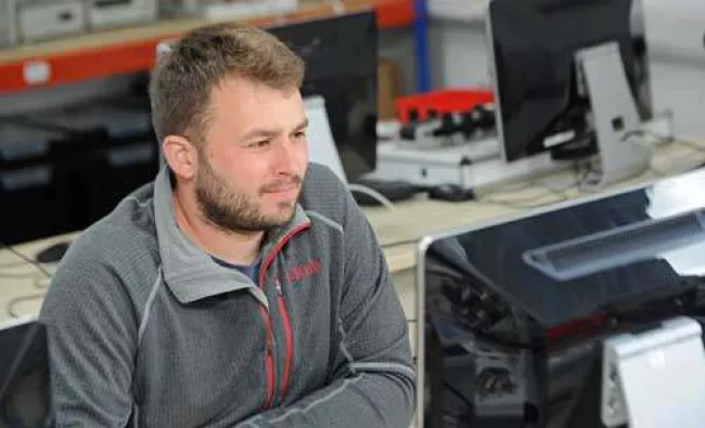 Engineering student on computer