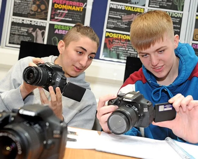 Students using specialist cameras