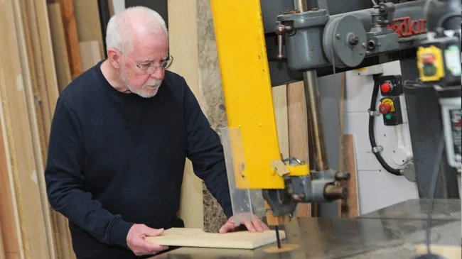 Carpentry and joinery student working in workshop