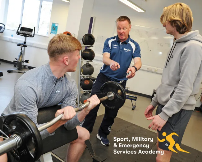 HNC sport students with tutor in gym thumbnail SMESA