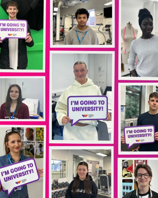 Collage of students with UCAS offers The technical pathway to university